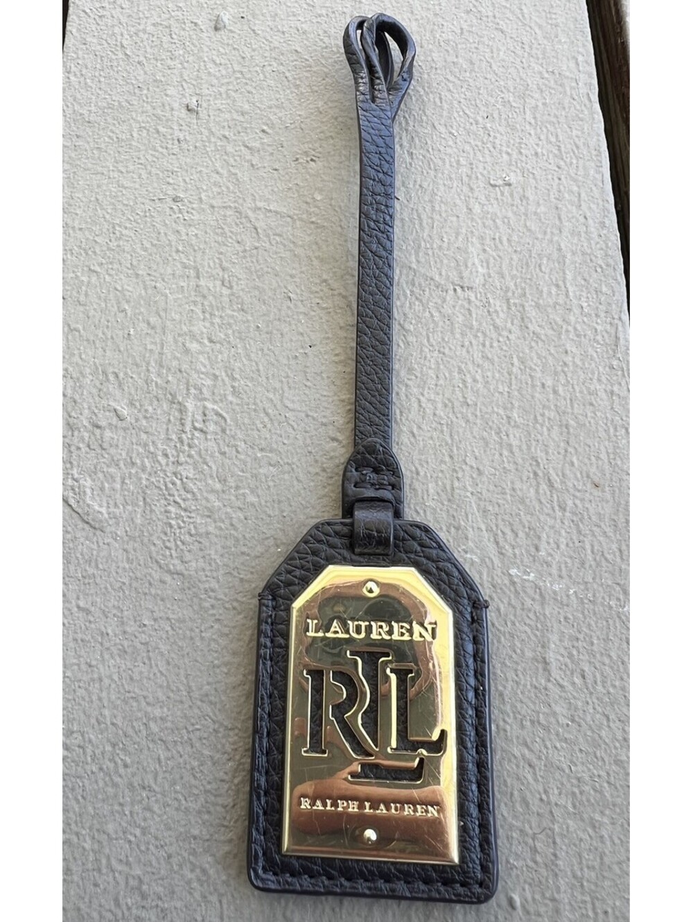 Lauren Ralph Lauren Gold-Tone Metal Embossed Logo Purse Bag Charm Key Tag
